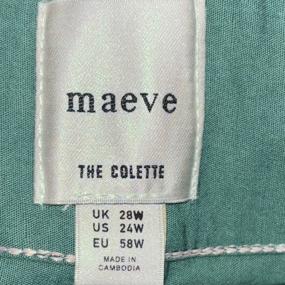 Maeve Anthropologie The Colette Cropped Wide-Leg Pants Plus Size 24W Green Motif - Picture 5 of 6